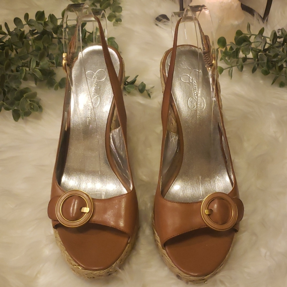 Jessica Simpson Tan Wedges Size 9.5